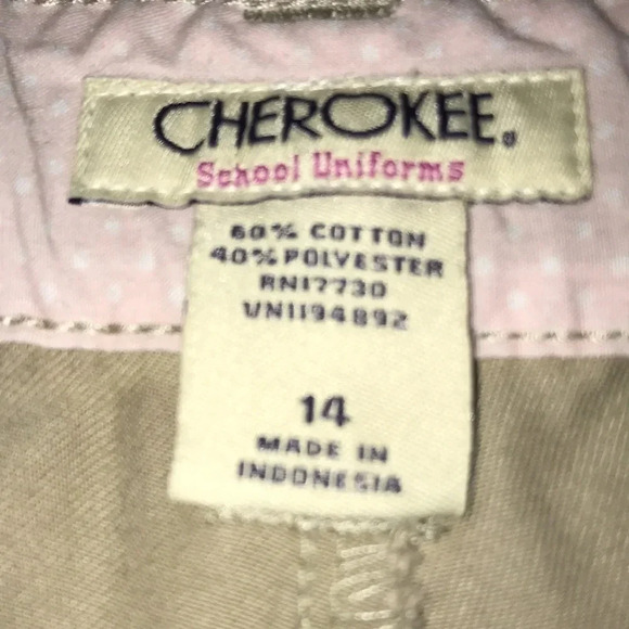 𝅺CHEROKEE school uniforms adjustable elastic waistband shorts tan NEW size 14 - Picture 5 of 5